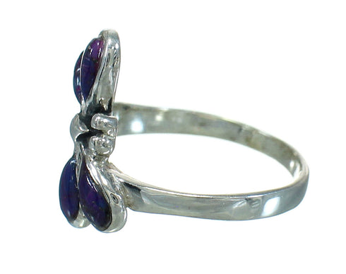 Silver Magenta Turquoise Inlay Dragonfly Ring Size 5-1/4 AX79398