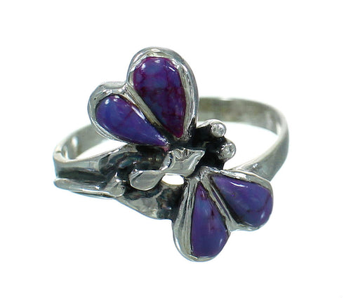 Genuine Sterling Silver Magenta Turquoise Dragonfly Ring Size 7 AX79413