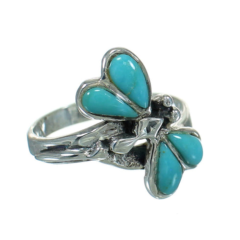 Genuine Sterling Silver Turquoise Dragonfly Ring Size 4-3/4 AX79433