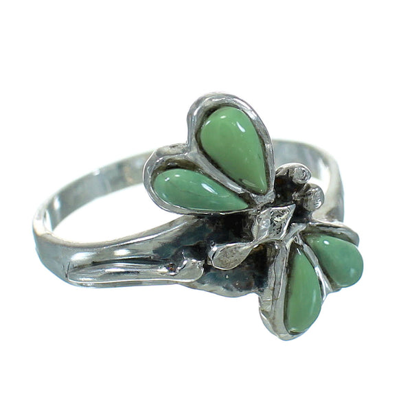 Turquoise Inlay Genuine Sterling Silver Dragonfly Ring Size 7-1/2 AX79452