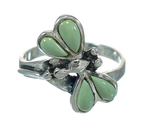 Turquoise Inlay Southwestern Silver Dragonfly Ring Size 5-3/4 AX79465