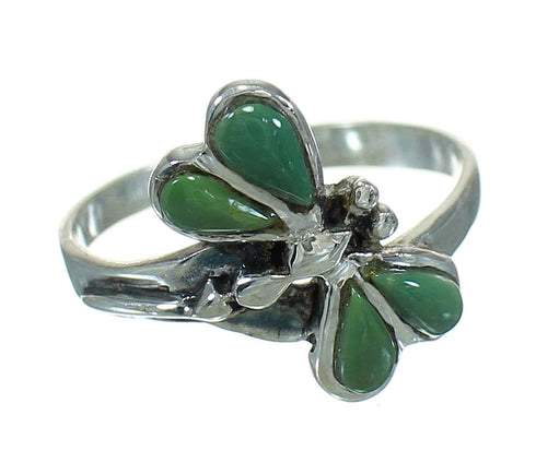 Turquoise Southwestern Silver Dragonfly Ring Size 8-1/2 AX79498