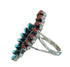 Turquoise And Coral Southwestern Silver Needlepoint Ring Size 6-3/4 AX81831