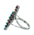 Turquoise And Coral Needlepoint Sterling Silver Ring Size 8 AX81856