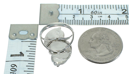 Silver Southwest Turquoise Coral Leaf Ring Size 5-1/2 AX81917