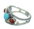 Turquoise And Coral Silver Southwestern Jewelry Ring Size 5-1/2 AX82064