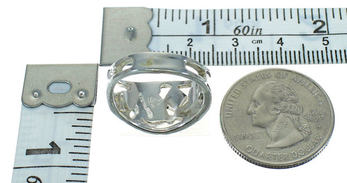 Turquoise And Coral Silver Southwestern Jewelry Ring Size 5-1/2 AX82064