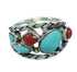 Silver Turquoise And Coral Jewelry Ring Size 4-1/2 AX82069