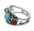 Silver Turquoise And Coral Jewelry Ring Size 4-1/2 AX82069