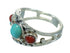 Sterling Silver Southwestern Coral Turquoise Ring Size 5-1/2 AX82079