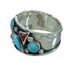 Coral Turquoise Southwestern Authentic Sterling Silver Ring Size 5-3/4 AX82246