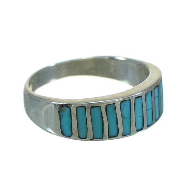 Turquoise Inlay And Sterling Silver Southwest Ring Size 6-1/4 YX69945