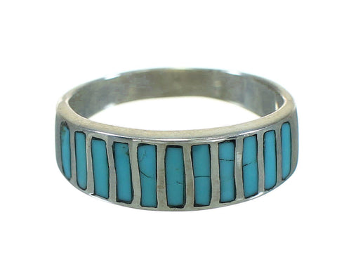 Turquoise Inlay And Sterling Silver Southwest Ring Size 6-1/4 YX69945