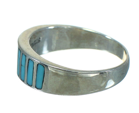 Turquoise Inlay And Sterling Silver Southwest Ring Size 6-1/4 YX69945