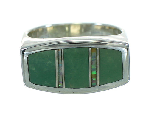 Southwestern Sterling Silver Turquoise And Opal Ring Size 5-3/4 YX69949