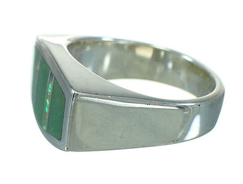 Southwestern Sterling Silver Turquoise And Opal Ring Size 5-3/4 YX69949