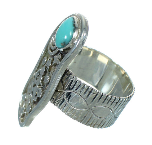 Southwest Turquoise Silver Butterfly Ring Size 7-1/2 YX69956