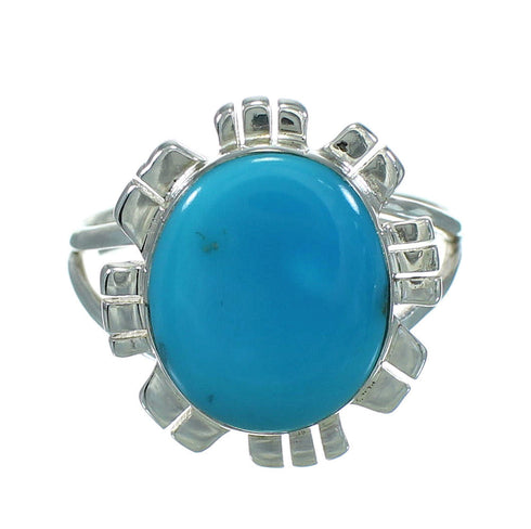 Turquoise And Sterling Silver Southwestern Jewelry Ring Size 7-1/4 YX69997