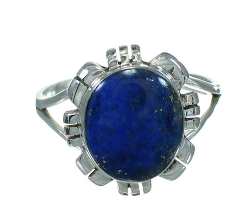 Southwest Lapis And Silver Ring Size 4-1/2 YX70016
