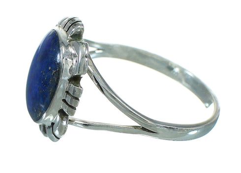 Genuine Sterling Silver And Lapis Southwestern Ring Size 8-1/4 YX70046