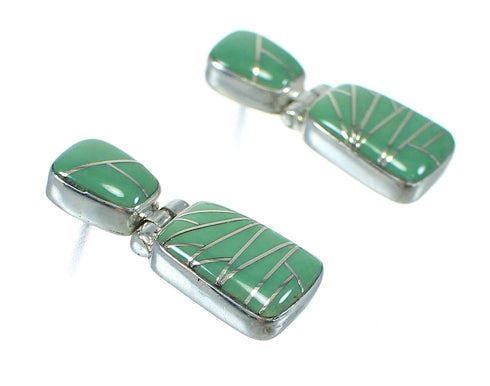 Genuine Sterling Silver Turquoise Post Dangle Earrings VX64238