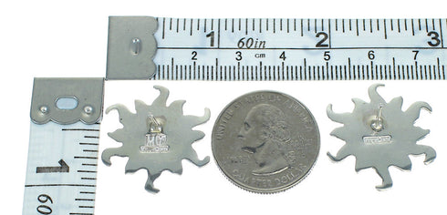 Genuine Sterling Silver Turquoise Sun Post Earrings VX64281