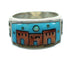 Sterling Silver Native American Village Design Multicolor Ring Size 10-3/4 QX70549