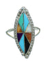 Sterling Silver Multicolor Inlay Ring Size 7-3/4 QX71004