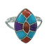 Multicolor Inlay Southwest Sterling Silver Ring Size 7-3/4 QX71007
