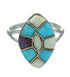 Authentic Sterling Silver Southwest Multicolor Inlay Ring Size 7-3/4 QX71031