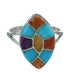 Authentic Sterling Silver Southwestern Multicolor Inlay Ring Size 6-3/4 QX71035