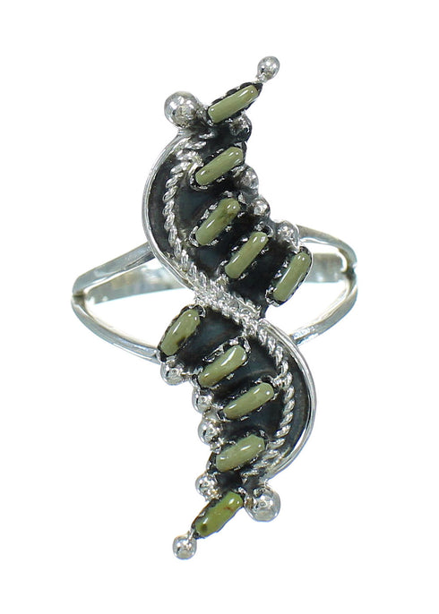 Southwest Silver Turquoise Needlepoint Ring Size 5-1/4 YX80680