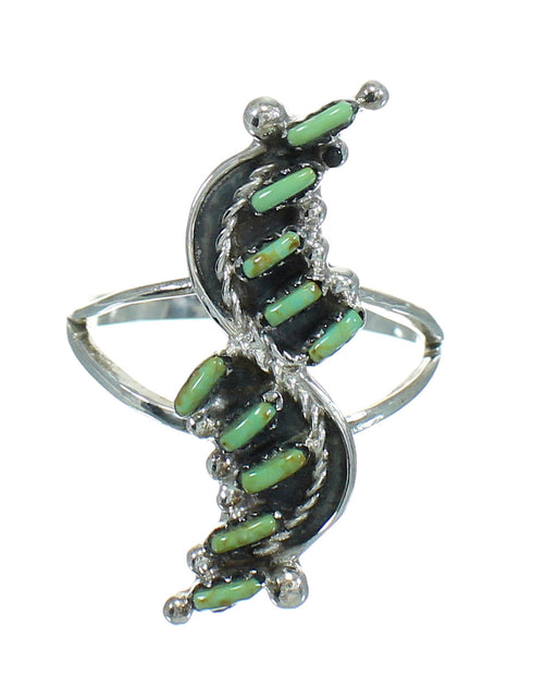 Southwestern Turquoise Needlepoint And Silver Ring Size 4-3/4 YX80979