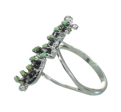 Southwestern Turquoise Needlepoint And Sterling Silver Ring Size 6-1/2 YX80983