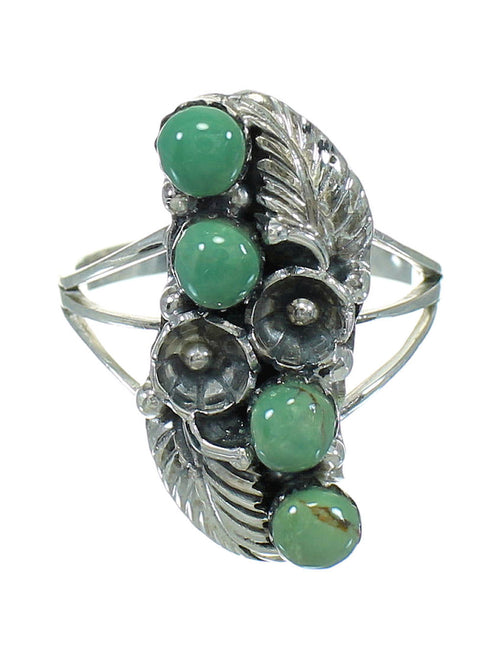 Turquoise Silver Southwestern Flower Ring Size 6 YX81006