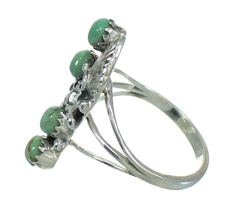 Turquoise Silver Southwest Flower Ring Size 4-3/4 YX81004