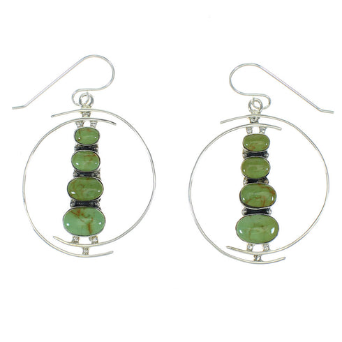 Southwest Turquoise Genuine Sterling Silver Hook Dangle Earrings RX65136