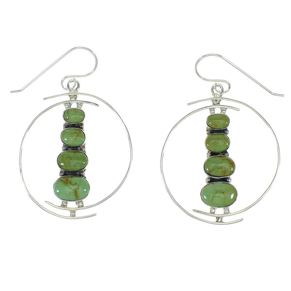 Southwest Turquoise Genuine Sterling Silver Hook Dangle Earrings RX65136