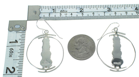 Southwest Turquoise Genuine Sterling Silver Hook Dangle Earrings RX65136