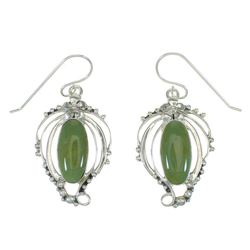 Turquoise Southwestern Sterling Silver Hook Dangle Earrings RX65150