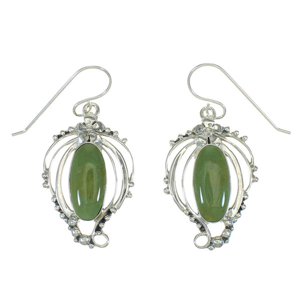 Turquoise Southwestern Sterling Silver Hook Dangle Earrings RX65150