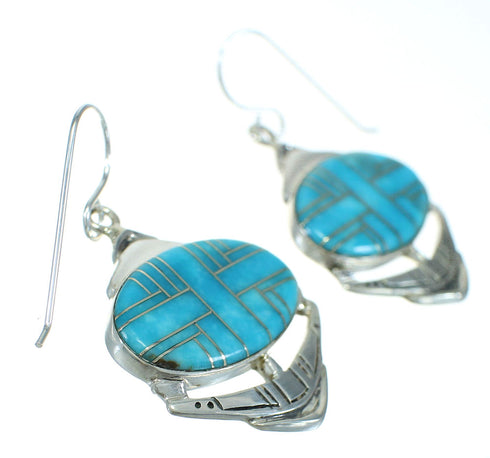 Silver Turquoise Hook Dangle Earrings YX78760