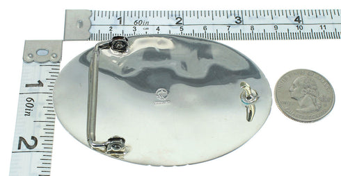 Southwest Genuine Sterling Silver Turquoise Eagle Feather Belt Buckle VX64679