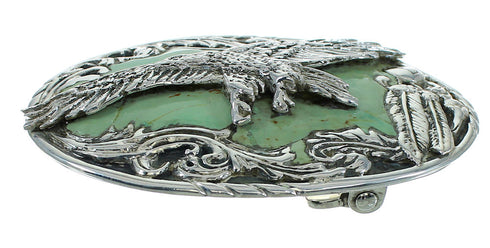 Genuine Sterling Silver Turquoise Eagle Feather Southwest Belt Buckle VX64687