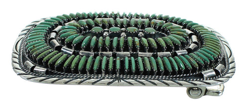 Genuine Sterling Silver Turquoise Needlepoint Belt Buckle VX64697