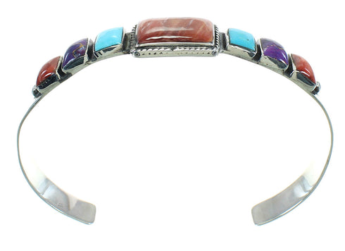 Authentic Sterling Silver Multicolor Cuff Bracelet VX64914