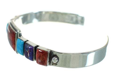Southwest Sterling Silver Multicolor Cuff Bracelet VX64972