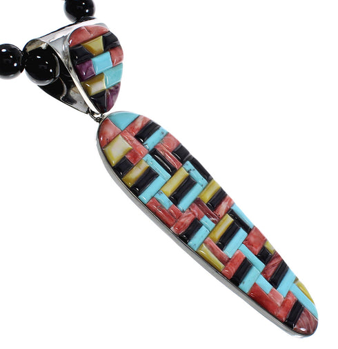 Southwest Multicolor Sterling Silver Necklace And Earring Set WX65758