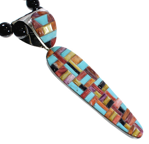 Multicolor Sterling Silver Southwestern Necklace And Earring Set WX65763