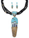 Native American Pueblo Design Multicolor Sterling Silver Necklace And Earring Set WX65801